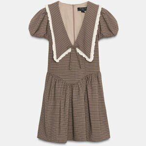 Zara S PLAID PETER PAN COLLAR DRESS